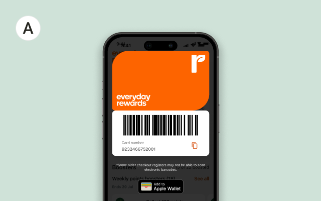Scan your card from your Rewards app